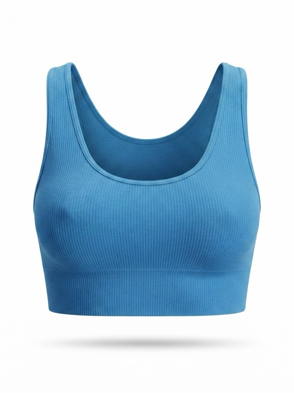Ribbed Scoop Sports Bra - Blue